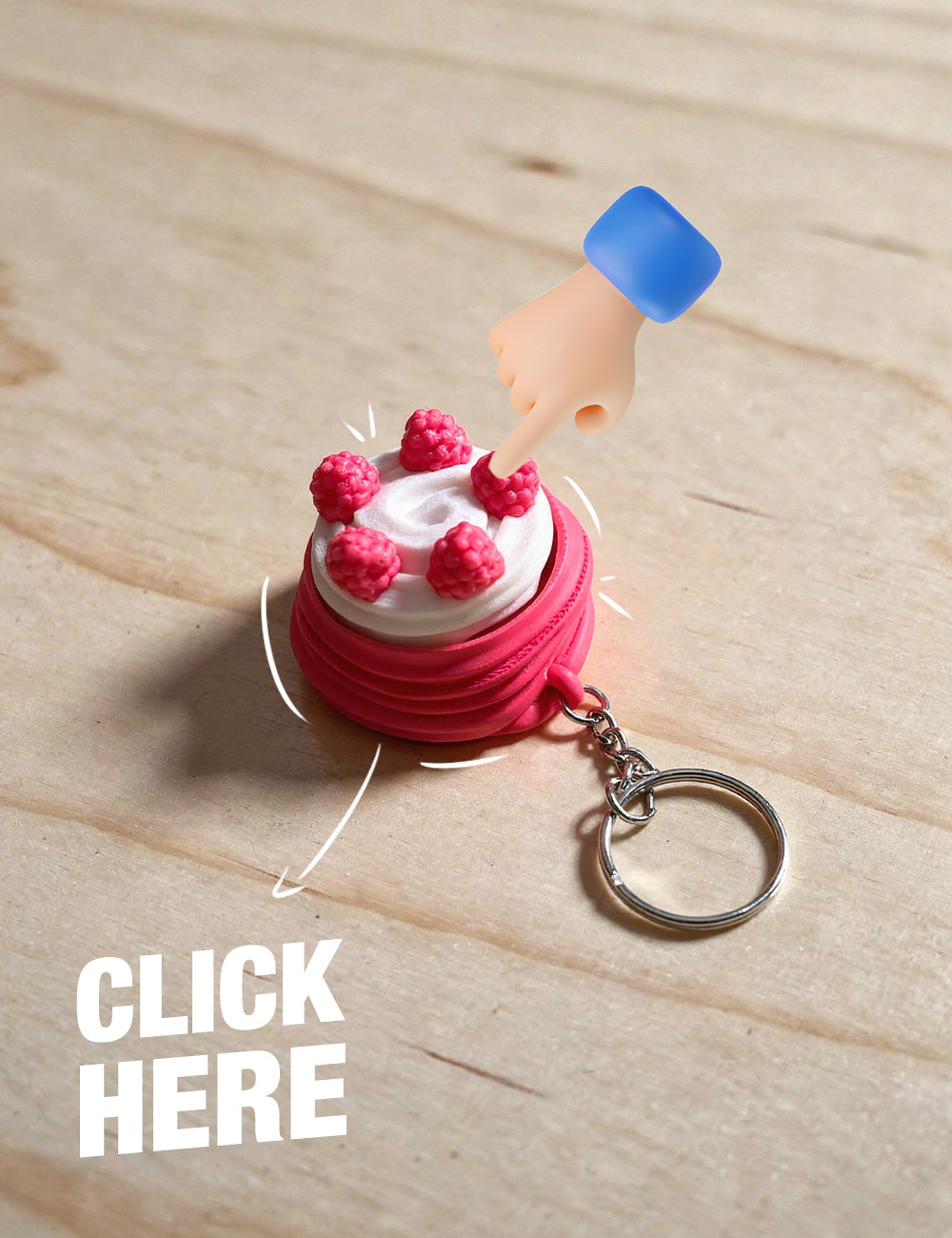 Raspberry Cake Clicker Keychain