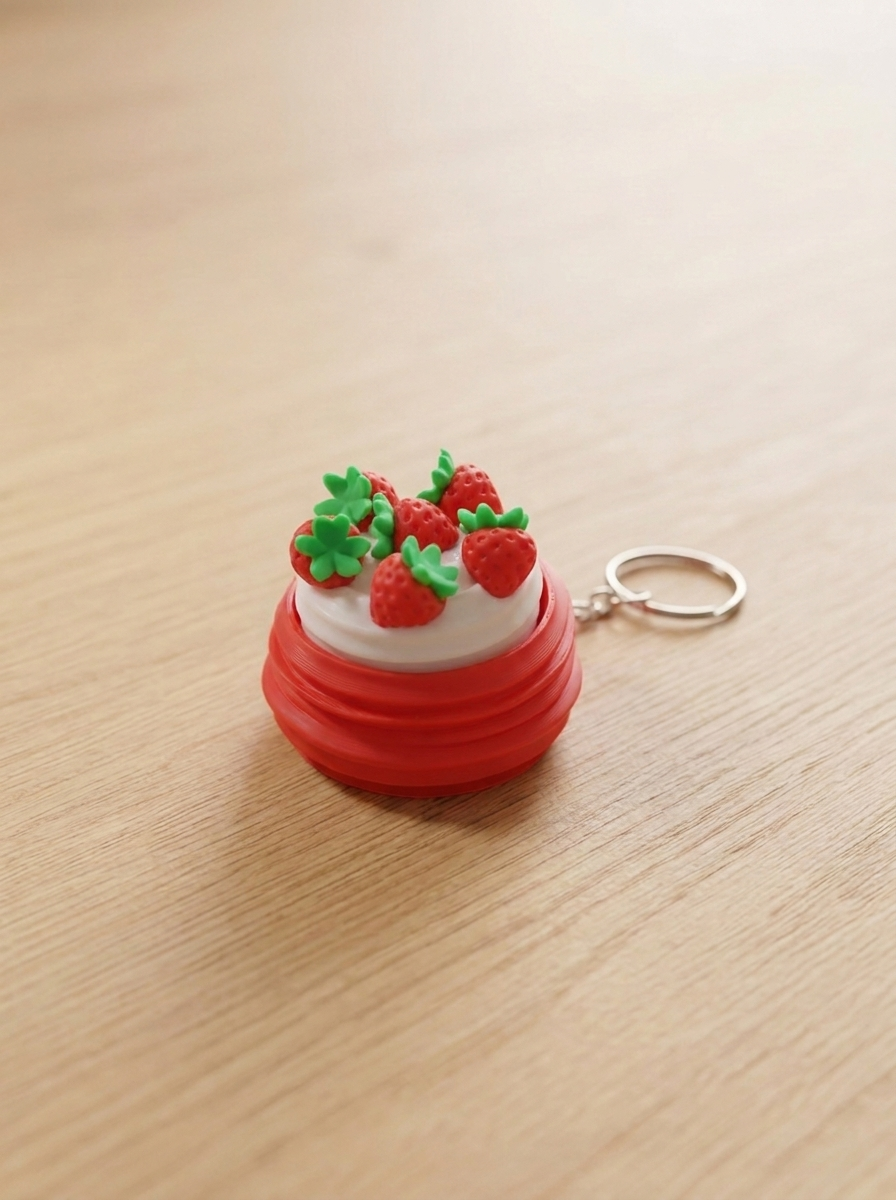 Strawberry Cake Clicker Keychain