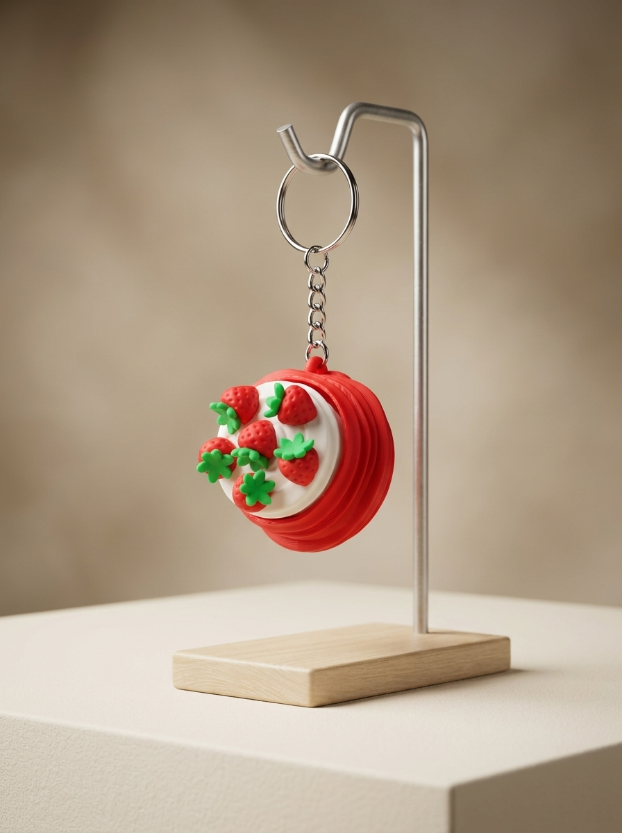 Strawberry Cake Clicker Keychain